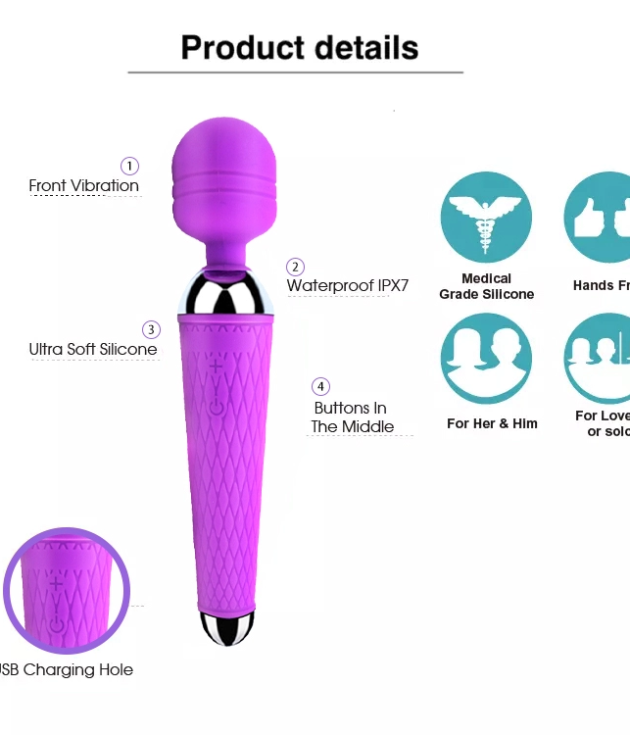 Amazon Hot Sale Waterproof Silicone Vibrator Sex Toys For Woman Portable Clitoral Massage Wand Massager