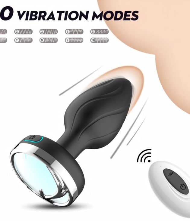 Remote Control Male Electric Prostate Massager Tools Flashing Light Base Design Vibrating Butt Plug Anal Vibrator for Men Women